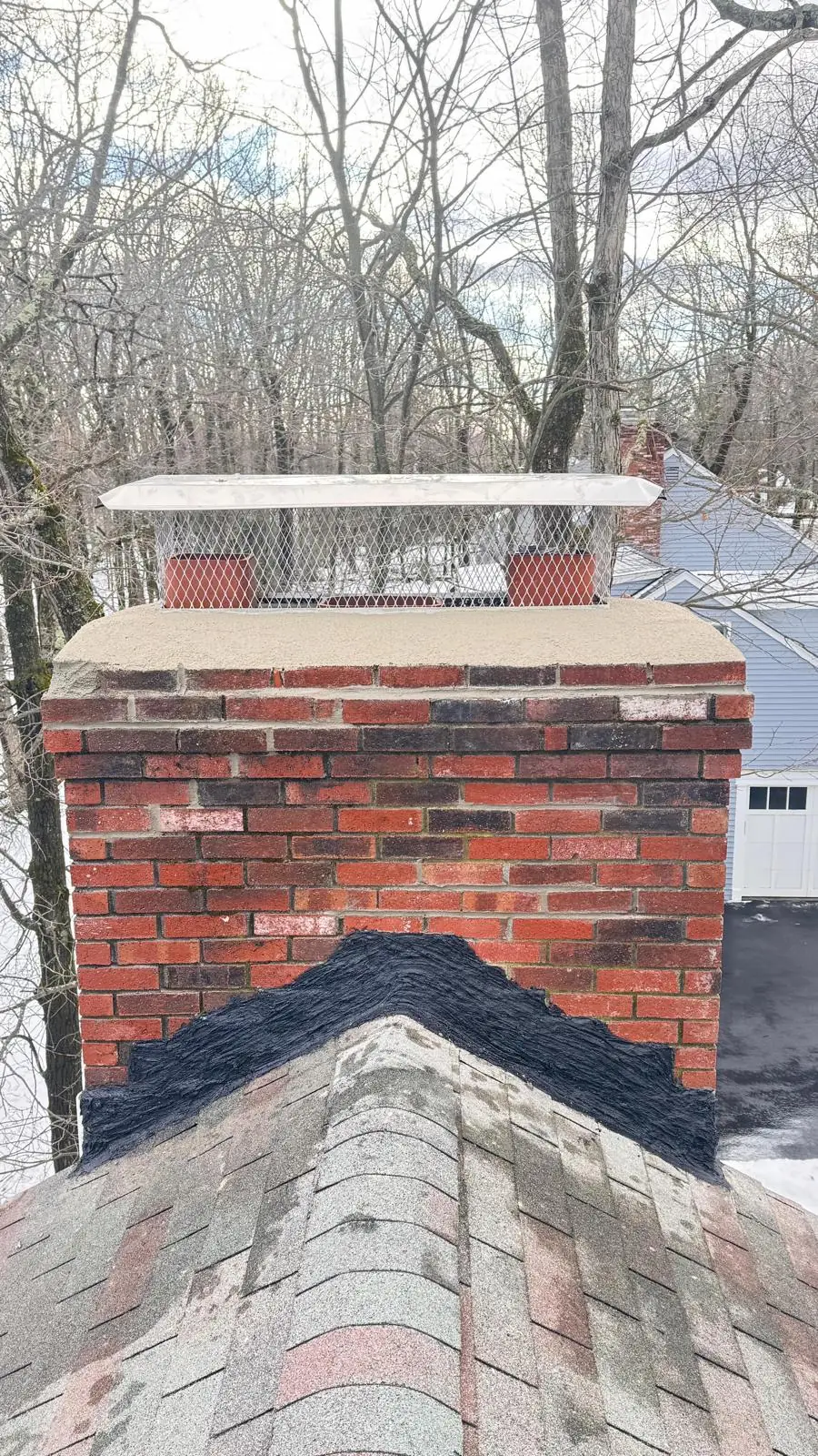 Chimney Flashing Repair in Dedham, MA — Brick finished