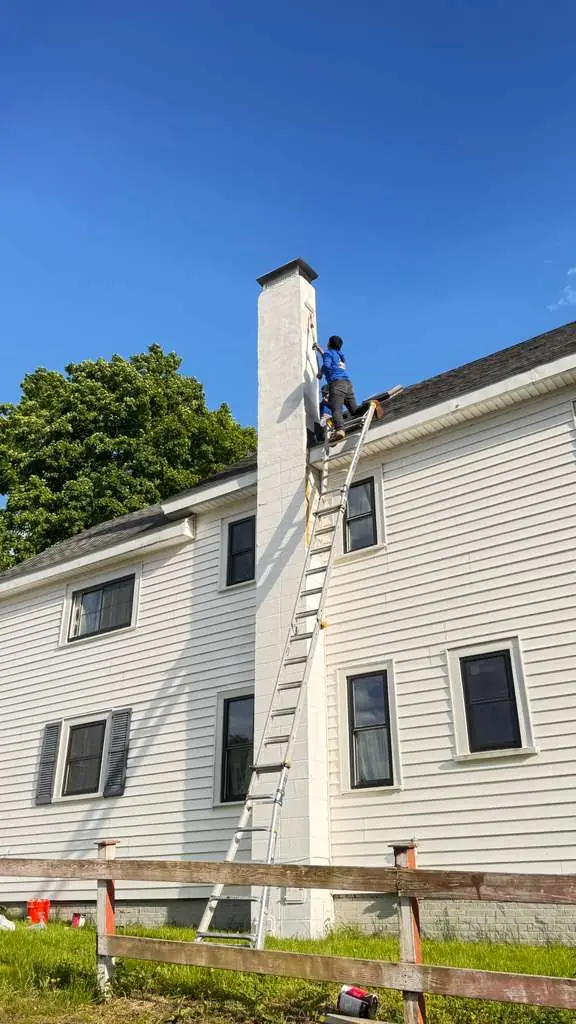 Masonry Repair in Dedham, MA — Tall white chimney