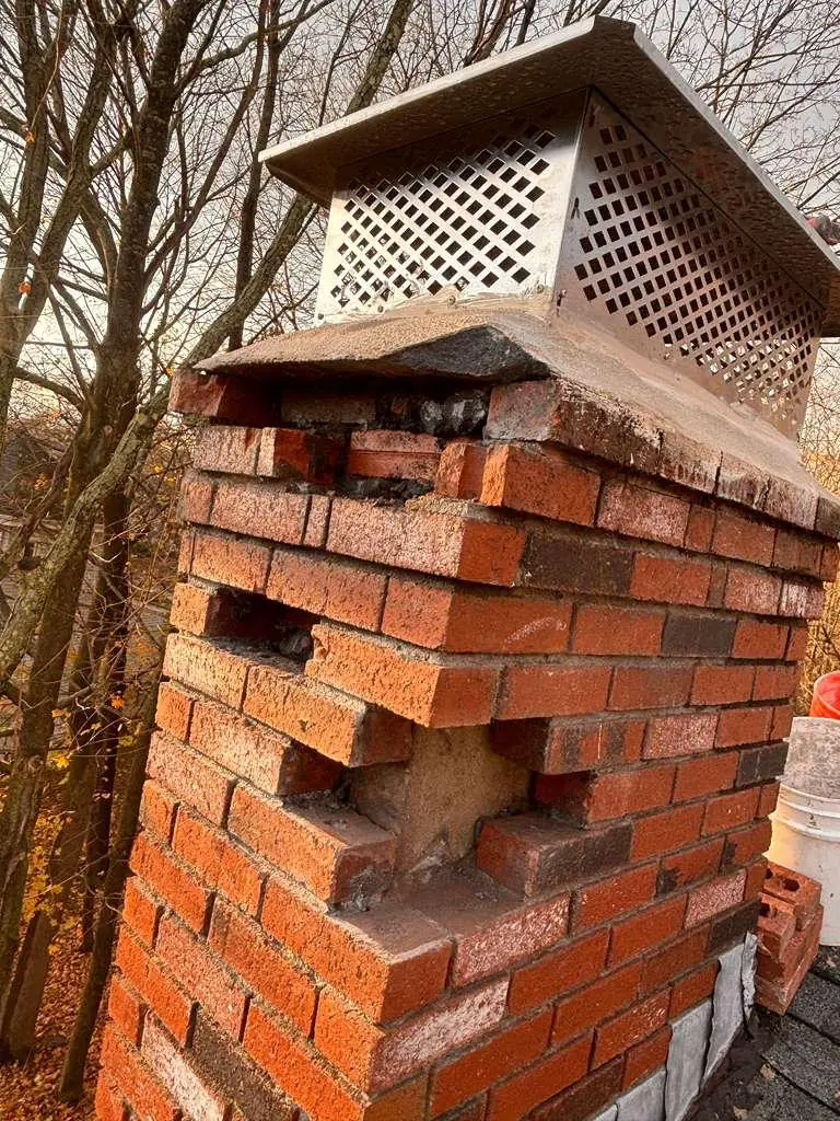 Masonry Repair in Dedham, MA — Brick chimney corbel detail