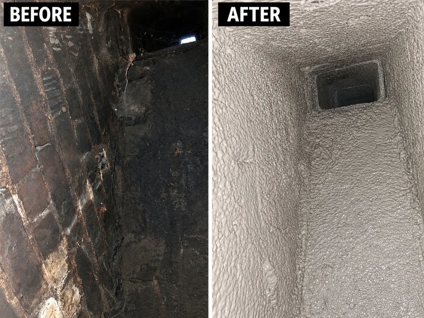Smoke Chamber Repair in Dedham, MA — Before & after
