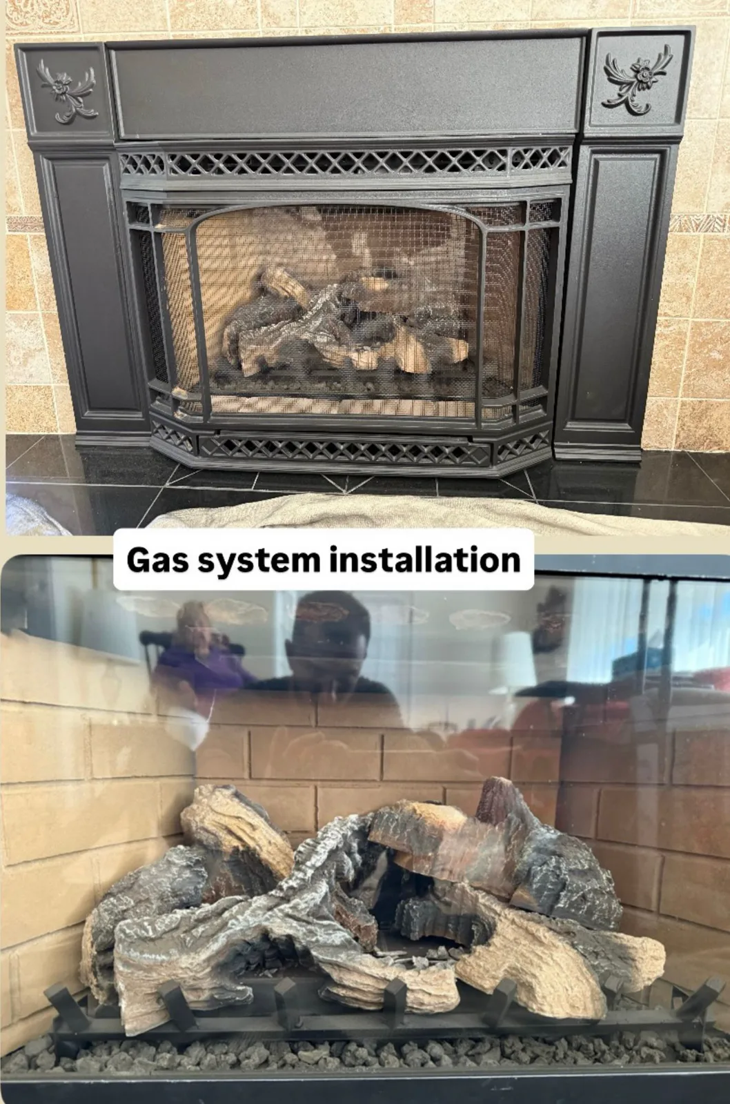 Gas fireplace and gas log installation by Chimney Goat in Quincy